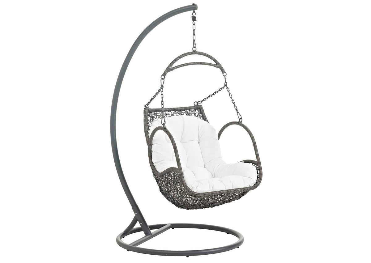 EEI-2279-WHI-SET Arbor Outdoor Patio Wood Swing Chair By Modway