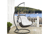 EEI-2279-WHI-SET Arbor Outdoor Patio Wood Swing Chair By Modway