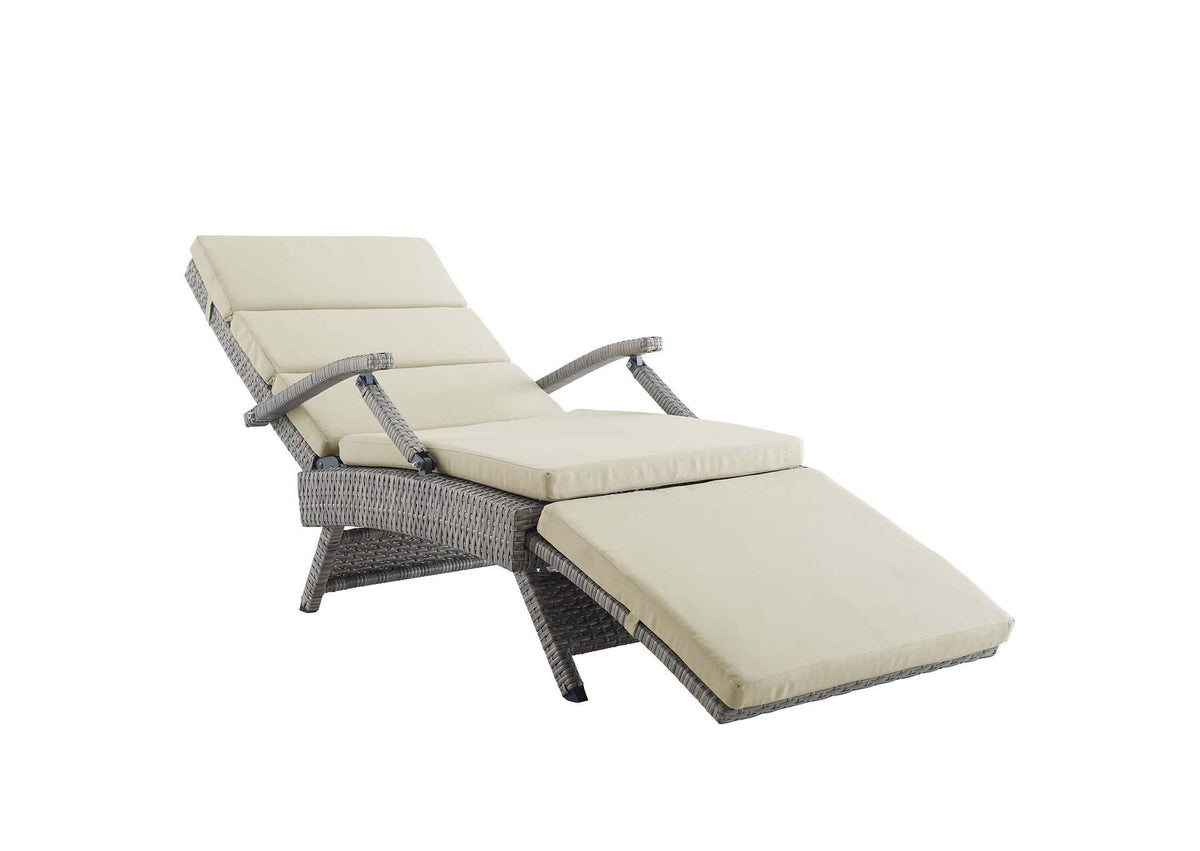 EEI-2301-LGR-BEI Envisage Chaise Outdoor Patio Wicker Rattan Lounge Chair By Modway