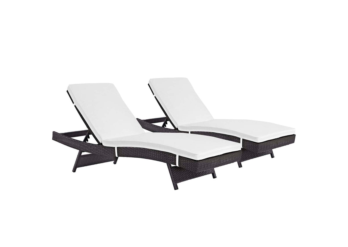 EEI-2428-EXP-WHI-SET Convene Outdoor Patio Chaise Set Of 2 By Modway