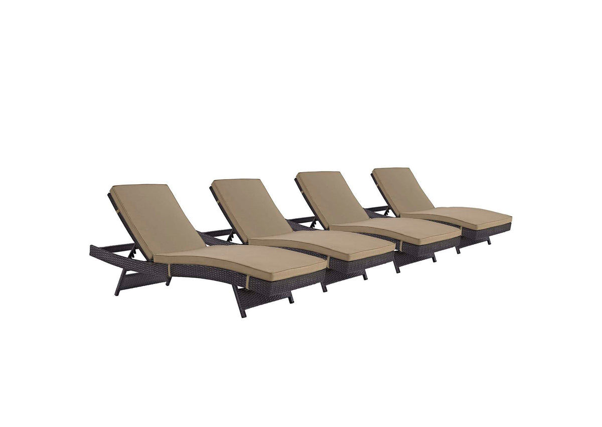 EEI-2429-EXP-MOC-SET Convene Outdoor Patio Chaise Set Of 4 By Modway