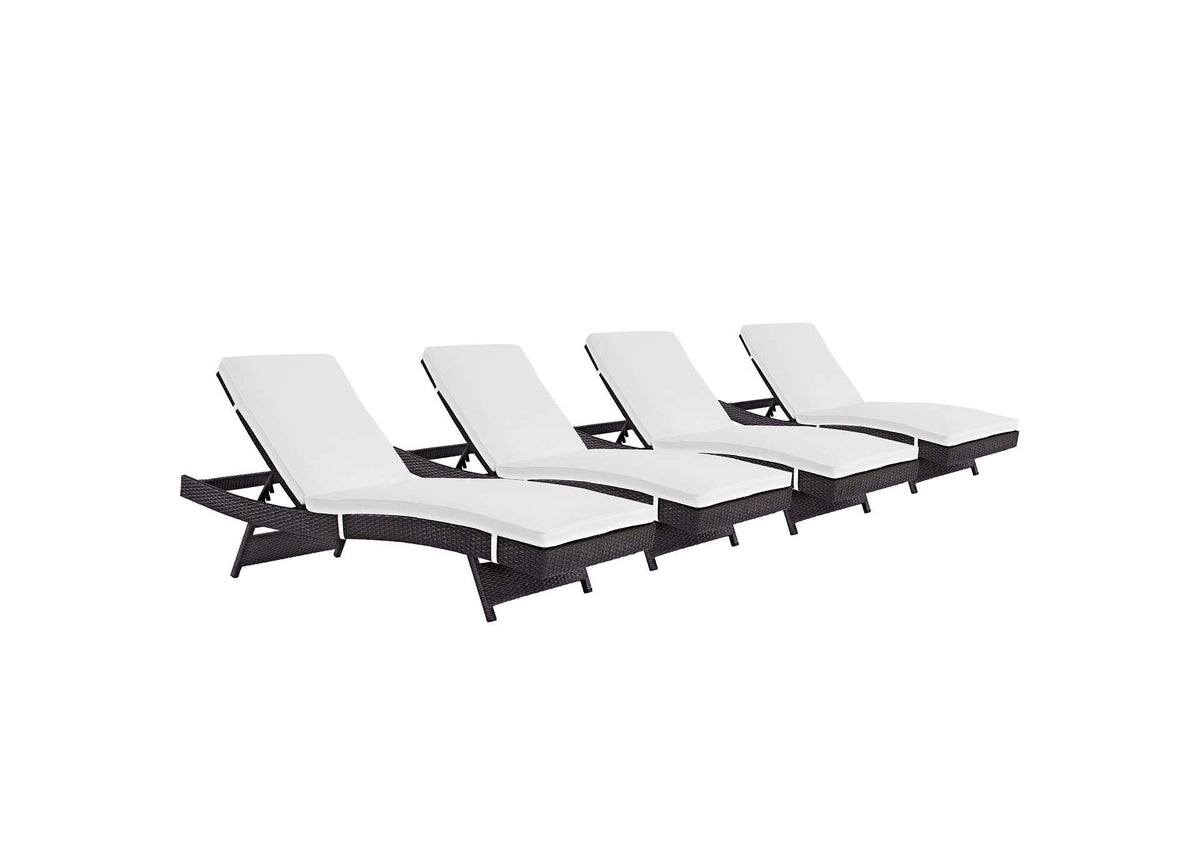 EEI-2429-EXP-WHI-SET Convene Outdoor Patio Chaise Set Of 4 By Modway