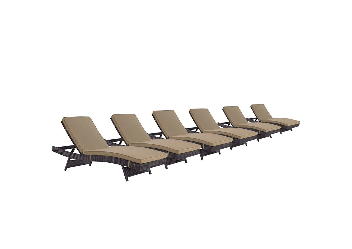 EEI-2430-EXP-MOC-SET Convene Outdoor Patio Chaise Set Of 6 By Modway