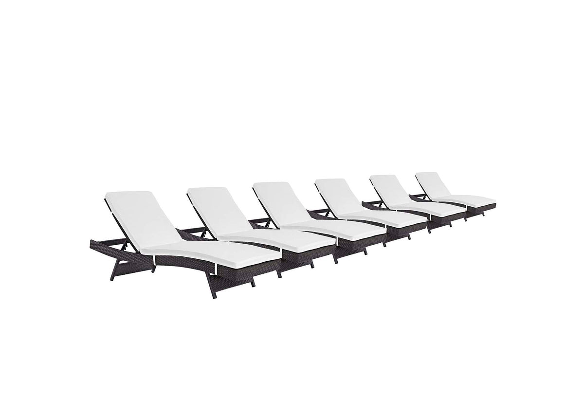 EEI-2430-EXP-WHI-SET Convene Outdoor Patio Chaise Set Of 6 By Modway