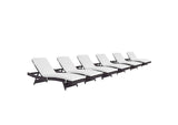 EEI-2430-EXP-WHI-SET Convene Outdoor Patio Chaise Set Of 6 By Modway