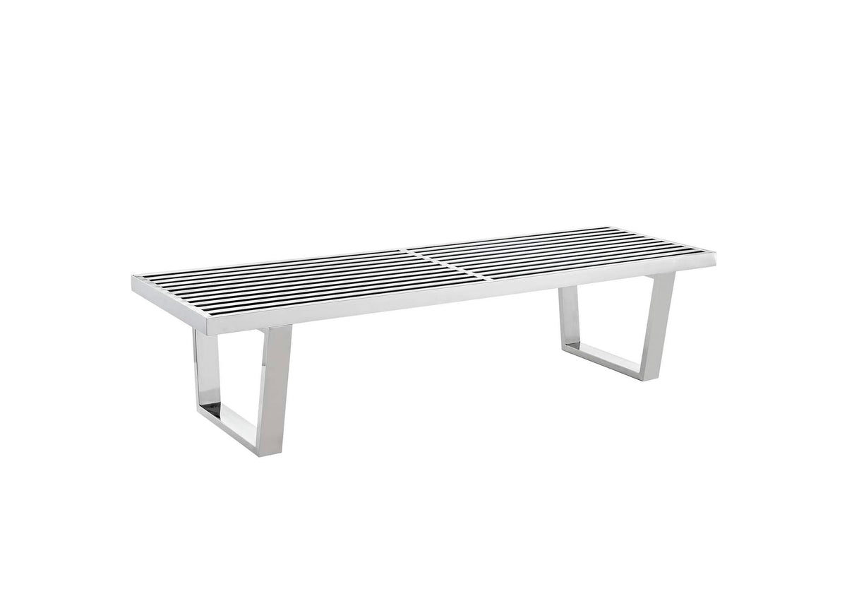 EEI-246-SLV Sauna 5' Stainless Steel Bench By Modway