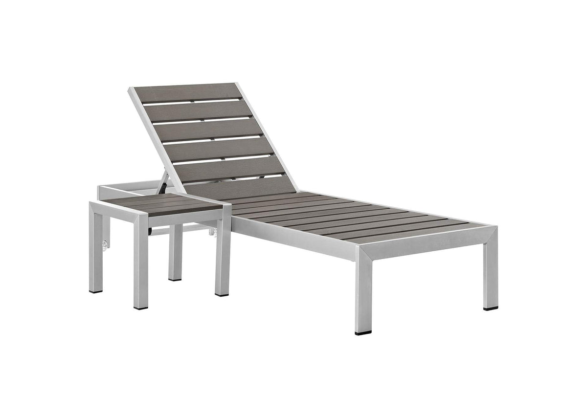 EEI-2465-SLV-GRY-SET Shore 2 Piece Outdoor Patio Aluminum Set By Modway