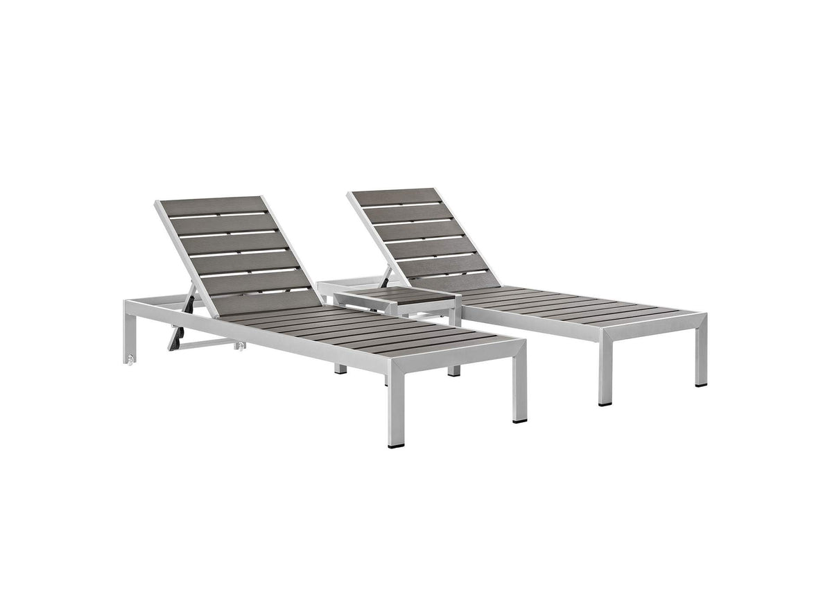 EEI-2466-SLV-GRY-SET Shore 3 Piece Outdoor Patio Aluminum Set By Modway