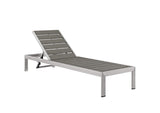EEI-2467-SLV-GRY-SET Shore Outdoor Patio Aluminum Chaise Set Of 2 By Modway