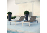 EEI-2467-SLV-GRY-SET Shore Outdoor Patio Aluminum Chaise Set Of 2 By Modway