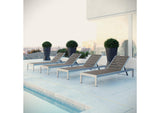EEI-2468-SLV-GRY-SET Shore Outdoor Patio Aluminum Chaise Set Of 4 By Modway