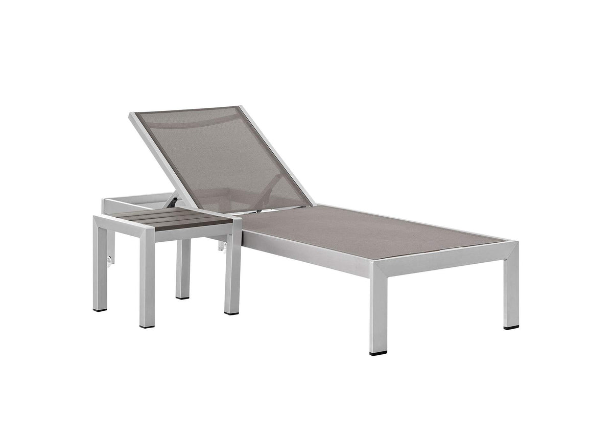 EEI-2470-SLV-GRY-SET Shore 2 Piece Outdoor Patio Aluminum Set By Modway