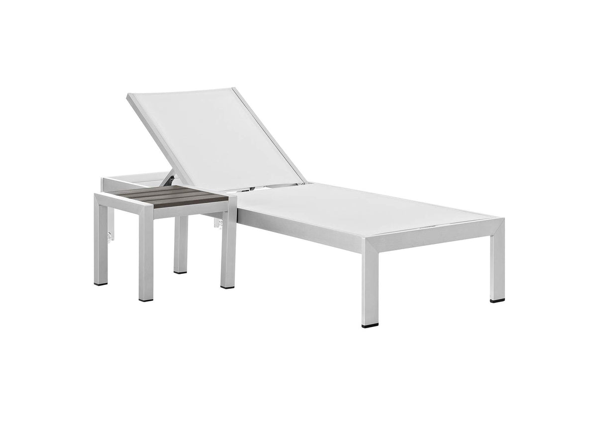EEI-2470-SLV-WHI-SET Shore 2 Piece Outdoor Patio Aluminum Set By Modway