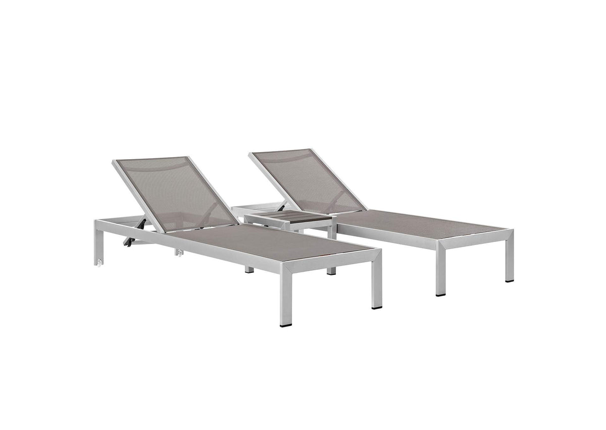 EEI-2471-SLV-GRY-SET Shore 3 Piece Outdoor Patio Aluminum Set By Modway