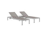 EEI-2471-SLV-GRY-SET Shore 3 Piece Outdoor Patio Aluminum Set By Modway