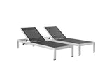 EEI-2472-SLV-BLK-SET Shore Outdoor Patio Aluminum Chaise Set Of 2 By Modway