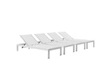 EEI-2473-SLV-WHI-SET Shore Outdoor Patio Aluminum Chaise Set Of 4 By Modway