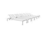 EEI-2474-SLV-WHI-SET Shore Outdoor Patio Aluminum Chaise Set Of 6 By Modway