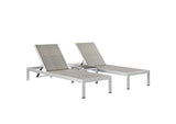 EEI-2476-SLV-GRY-SET Shore 3 Piece Outdoor Patio Aluminum Set By Modway
