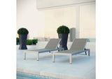 EEI-2477-SLV-GRY-SET Shore Outdoor Patio Aluminum Chaise Set Of 2 By Modway
