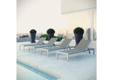 EEI-2478-SLV-GRY-SET Shore Outdoor Patio Aluminum Chaise Set Of 4 By Modway