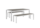 EEI-2480-SLV-GRY-SET Shore 3 Piece Outdoor Patio Aluminum Dining Set By Modway