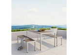 EEI-2480-SLV-GRY-SET Shore 3 Piece Outdoor Patio Aluminum Dining Set By Modway