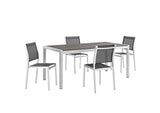 EEI-2482-SLV-BLK-SET Shore 5 Piece Outdoor Patio Aluminum Dining Set By Modway