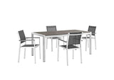 EEI-2483-SLV-BLK-SET Shore 5 Piece Outdoor Patio Aluminum Dining Set By Modway