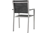 EEI-2483-SLV-BLK-SET Shore 5 Piece Outdoor Patio Aluminum Dining Set By Modway
