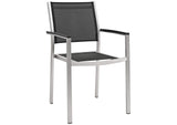 EEI-2486-SLV-BLK-SET Shore 7 Piece Outdoor Patio Aluminum Dining Set By Modway