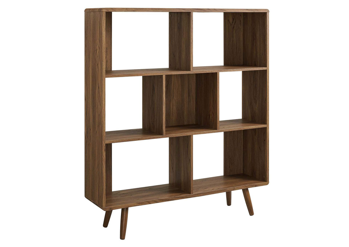 EEI-2529-WAL Transmit 7 Shelf Wood Grain Bookcase By Modway