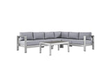 EEI-2557-SLV-GRY Shore 5 Piece Outdoor Patio Aluminum Sectional Sofa Set By Modway