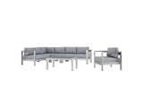 EEI-2558-SLV-GRY Shore 6 Piece Outdoor Patio Aluminum Sectional Sofa Set By Modway