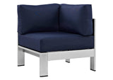 EEI-2558-SLV-NAV Shore 6 Piece Outdoor Patio Aluminum Sectional Sofa Set By Modway