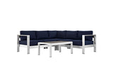 EEI-2559-SLV-NAV Shore 4 Piece Outdoor Patio Aluminum Sectional Sofa Set By Modway