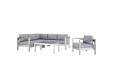 EEI-2560-SLV-GRY Shore 5 Piece Outdoor Patio Aluminum Sectional Sofa Set By Modway