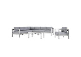 EEI-2562-SLV-GRY Shore 7 Piece Outdoor Patio Aluminum Sectional Sofa Set By Modway
