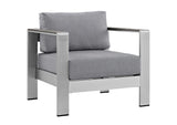 EEI-2562-SLV-GRY Shore 7 Piece Outdoor Patio Aluminum Sectional Sofa Set By Modway