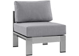 EEI-2562-SLV-GRY Shore 7 Piece Outdoor Patio Aluminum Sectional Sofa Set By Modway