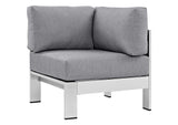 EEI-2562-SLV-GRY Shore 7 Piece Outdoor Patio Aluminum Sectional Sofa Set By Modway