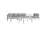 EEI-2563-SLV-GRY Shore 4 Piece Outdoor Patio Aluminum Sectional Sofa Set By Modway