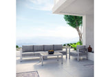 EEI-2563-SLV-GRY Shore 4 Piece Outdoor Patio Aluminum Sectional Sofa Set By Modway