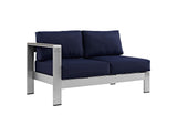 EEI-2563-SLV-NAV Shore 4 Piece Outdoor Patio Aluminum Sectional Sofa Set By Modway