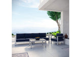 EEI-2563-SLV-NAV Shore 4 Piece Outdoor Patio Aluminum Sectional Sofa Set By Modway