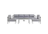 EEI-2564-SLV-GRY Shore 5 Piece Outdoor Patio Aluminum Sectional Sofa Set By Modway
