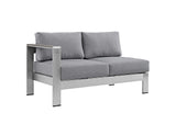 EEI-2564-SLV-GRY Shore 5 Piece Outdoor Patio Aluminum Sectional Sofa Set By Modway
