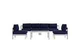 EEI-2564-SLV-NAV Shore 5 Piece Outdoor Patio Aluminum Sectional Sofa Set By Modway