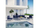 EEI-2564-SLV-NAV Shore 5 Piece Outdoor Patio Aluminum Sectional Sofa Set By Modway
