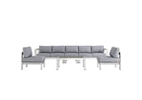 EEI-2565-SLV-GRY Shore 6 Piece Outdoor Patio Aluminum Sectional Sofa Set By Modway